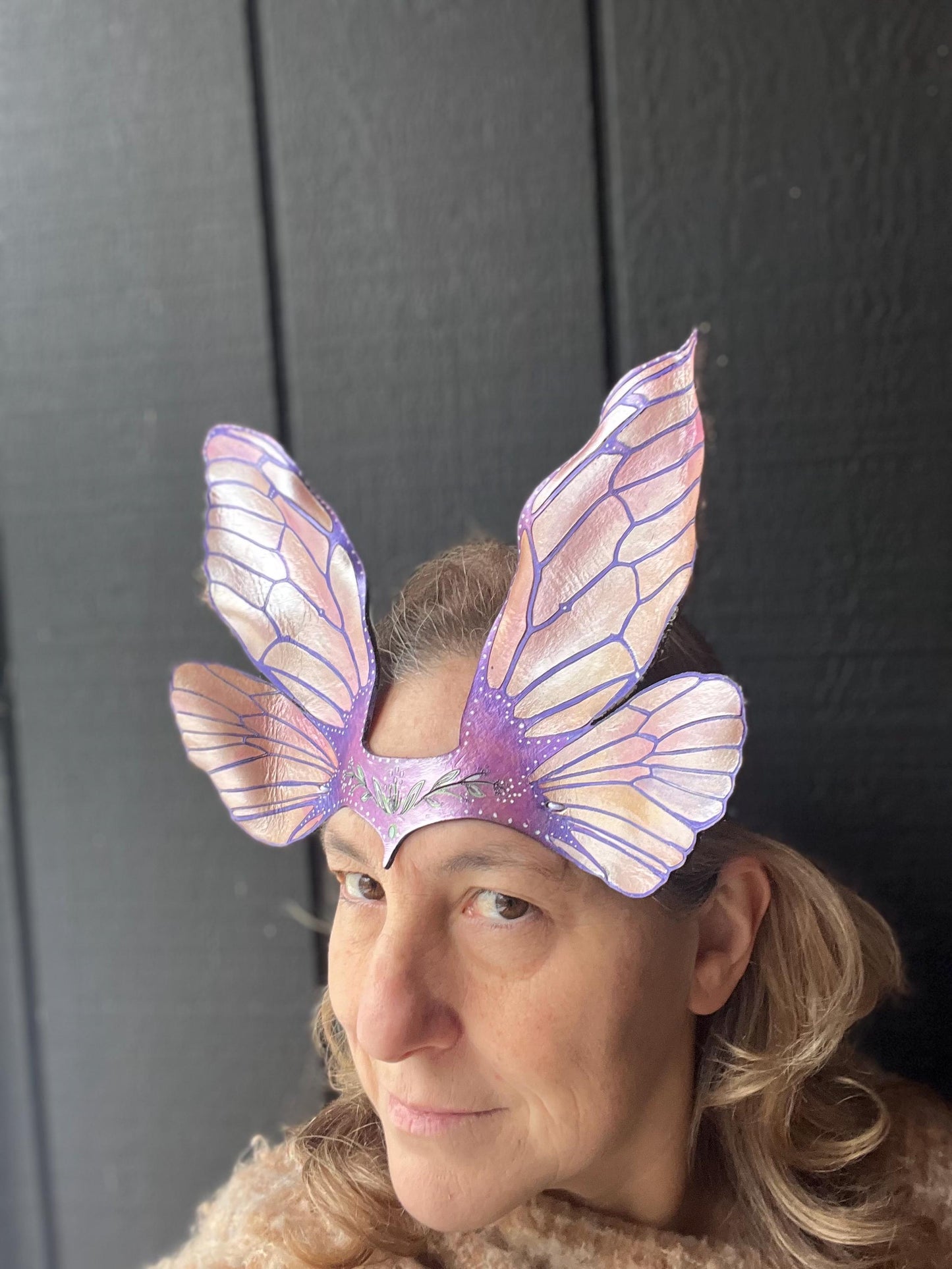 Fairy Wing Crown Headdress | Leather Cosplay headpiece | faerie costume | Masquerade Party | Renaissance Faire headdress | Faerie Festival