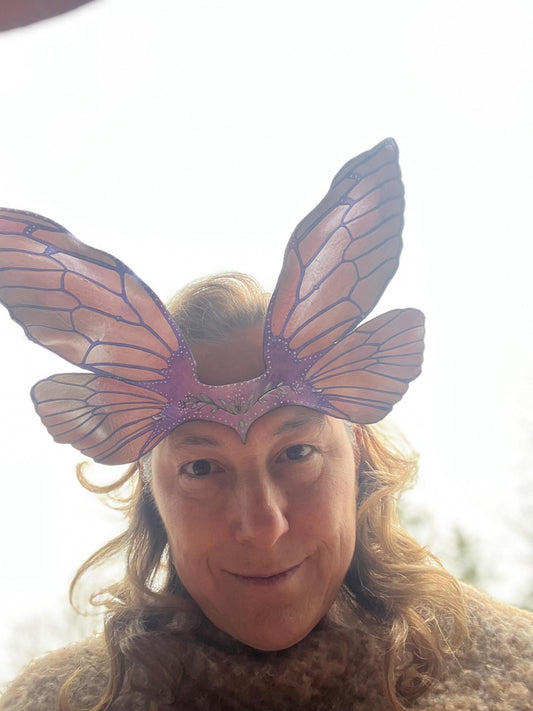 Fairy Wing Crown Headdress | Leather Cosplay headpiece | faerie costume | Masquerade Party | Renaissance Faire headdress | Faerie Festival