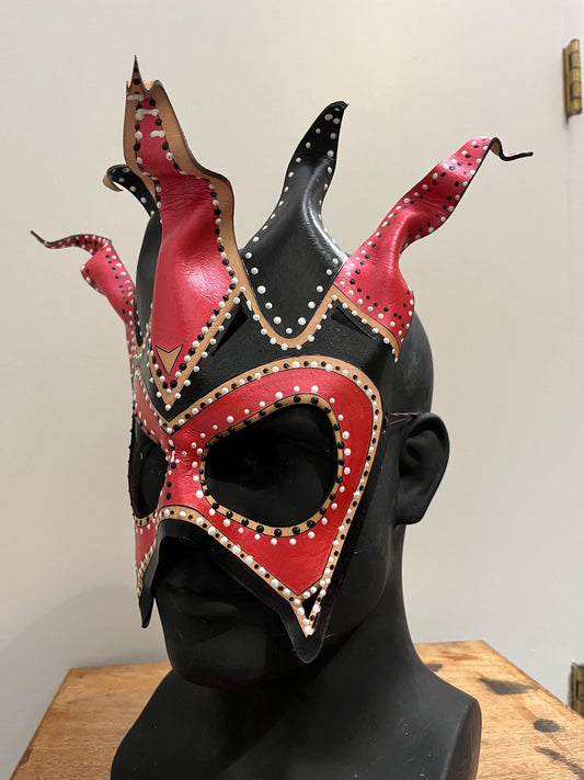 Jester Carnival Mask | Handmade Leather Mask | Masquerade Party Mask | Renaissance Faire Mask | Halloween Costume | LARP mask