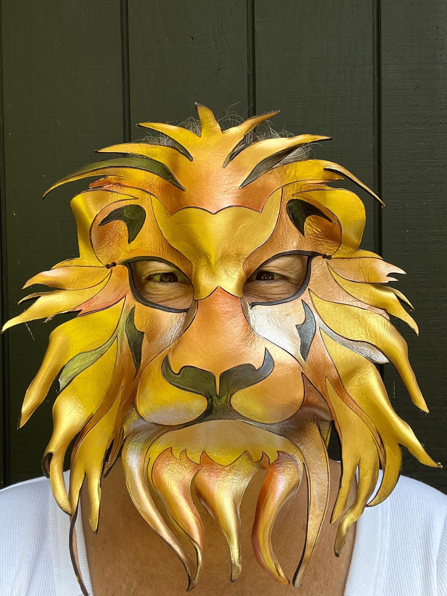 Lion Spirit Animal Mask – Handmade Leather Mask for Renaissance Fairs, Fantasy Festivals, Masquerade, Halloween, or Cosplay