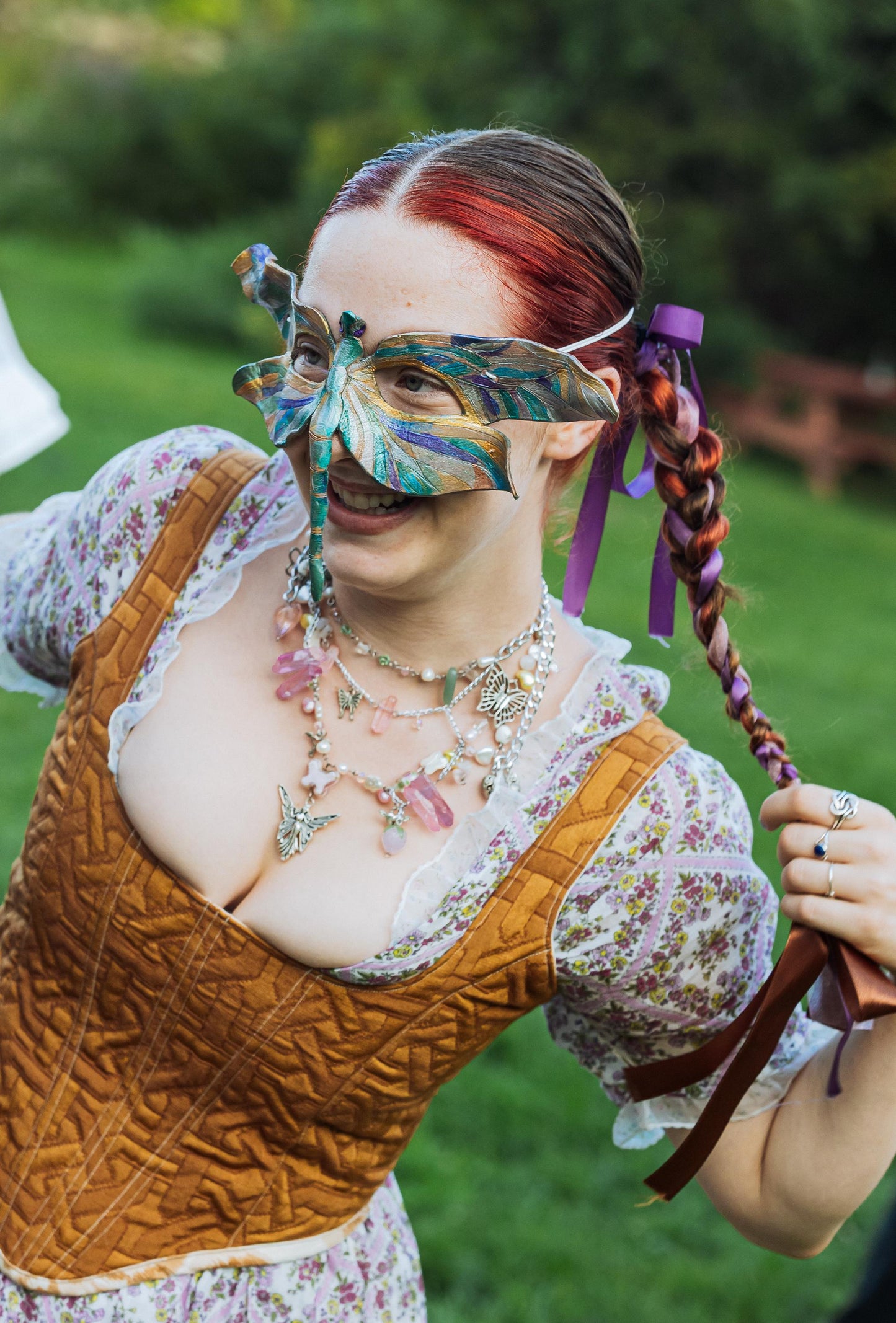 Dragonfly Fairy Mask | Handmade Leather Mask | Masquerade Mask | Woodland Mask | Halloween Costume | Renaissance Faire | Cosplay Faerie