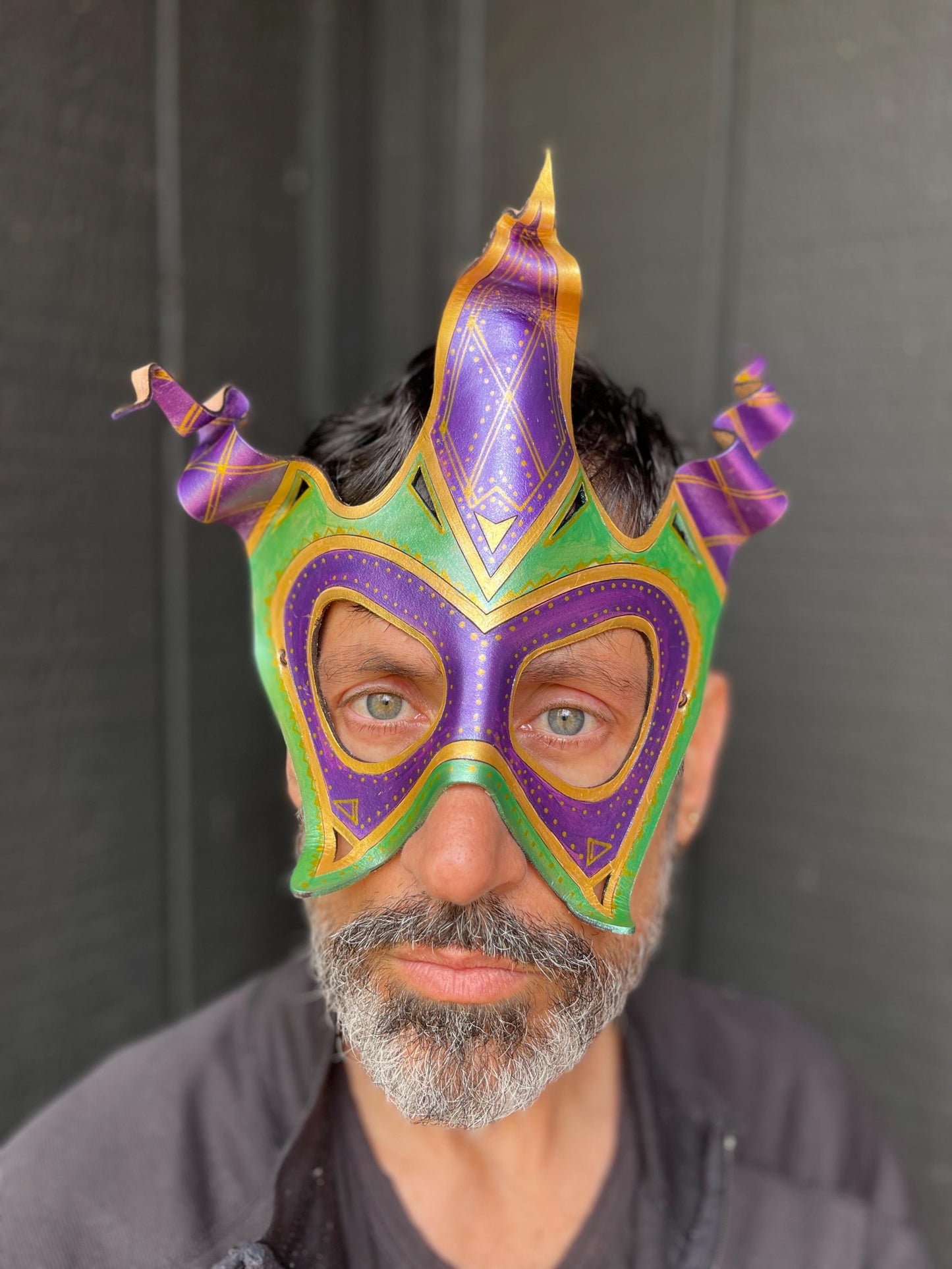 Jester Carnival Mask | Handmade Leather Mask | Masquerade Party Mask | Renaissance Faire Mask | Halloween Costume | LARP mask