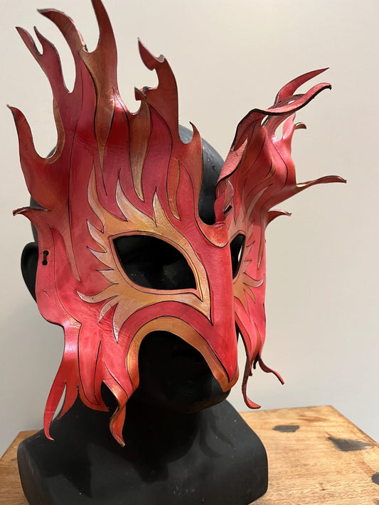 Fire Spirit Handmade Leather Mask for Masquerade / Halloween / Cosplay Masks Salamander Ifrits
