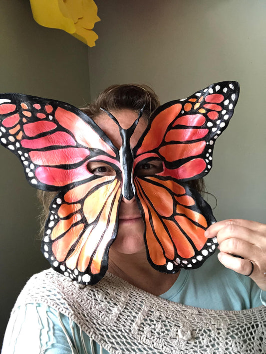 Monarch Butterfly Handmade Leather Mask for Masquerade / Halloween / Cosplay Masks Fairy Faery