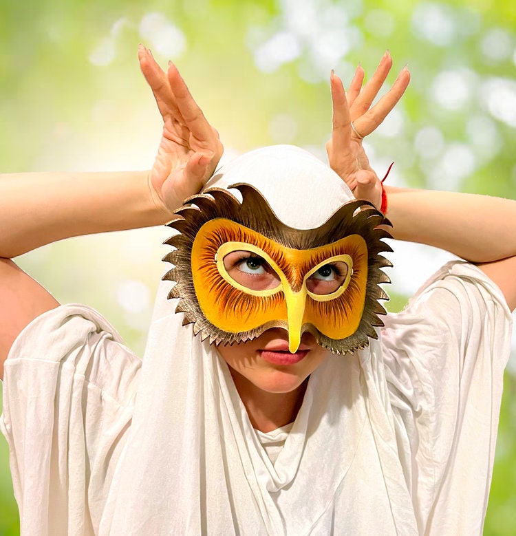 Owl Handmade Leather Masquerade Halloween Mask