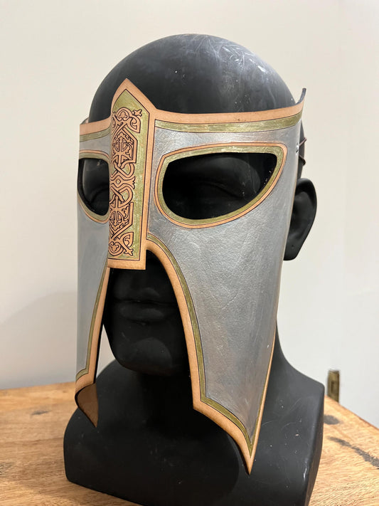 Knight Helmet Handmade Leather Mask for Masquerade | Halloween | Cosplay Masks | Renaissance Faires