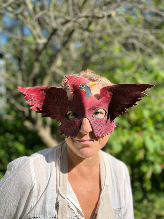 Cardinal Mask Handmade Leather Masks for Masquerade / Halloween / Cosplay