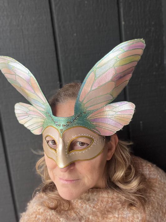 Fairy Wing Mask | Leather Cosplay Mask | Cottagecore Mask | Masquerade Party | Renaissance Faire Mask | Fantasy Festival | Faery Mask