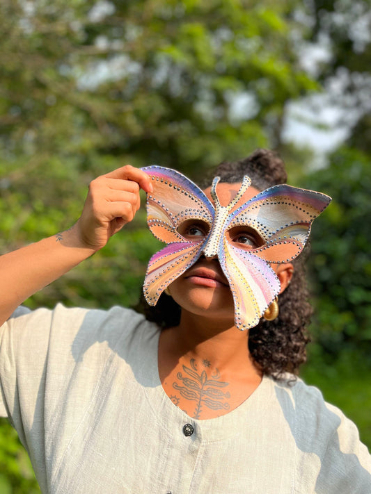 Rainbow Butterfly Handmade Leather Mask for Masquerade / Halloween / Cosplay Masks