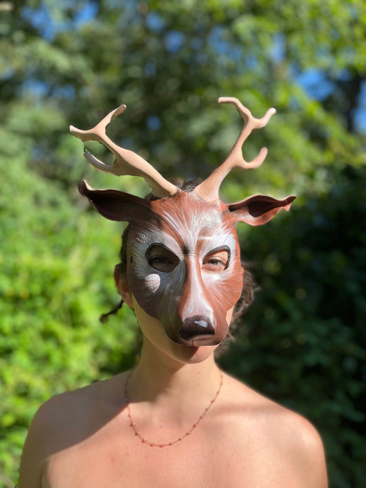 Deer Mask Handmade Leather Masks for Masquerade / Halloween / Cosplay