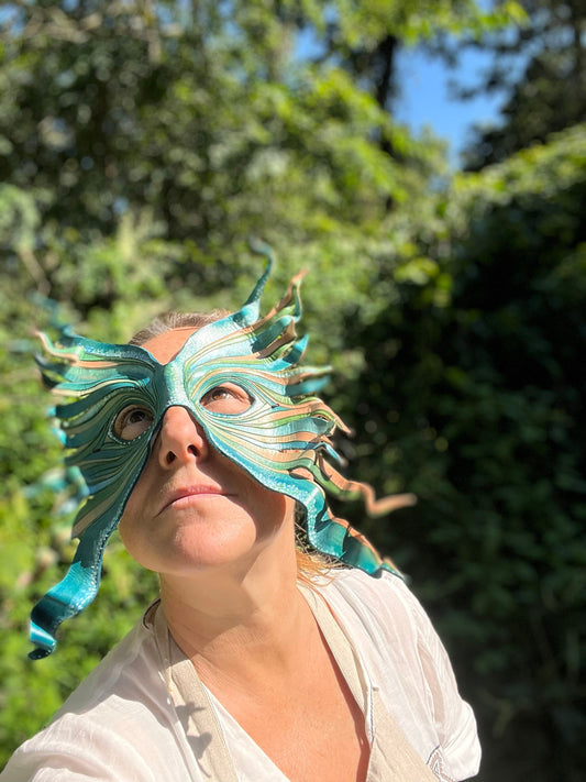 Water Elemental Mask Handmade Leather Masks for Masquerade / Halloween / Cosplay