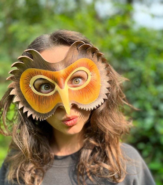Owl Handmade Leather Masquerade Halloween Mask