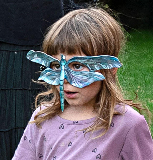 Dragonfly Fairy Mask | Handmade Leather Mask | Masquerade Mask | Woodland Mask | Halloween Costume | Renaissance Faire | Cosplay Faerie
