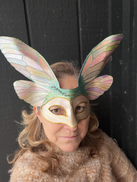Fairy Wing Mask | Leather Cosplay Mask | Cottagecore Mask | Masquerade Party | Renaissance Faire Mask | Fantasy Festival | Faery Mask