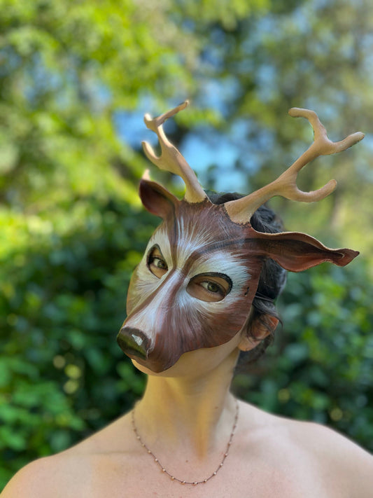 Deer Mask Handmade Leather Masks for Masquerade / Halloween / Cosplay