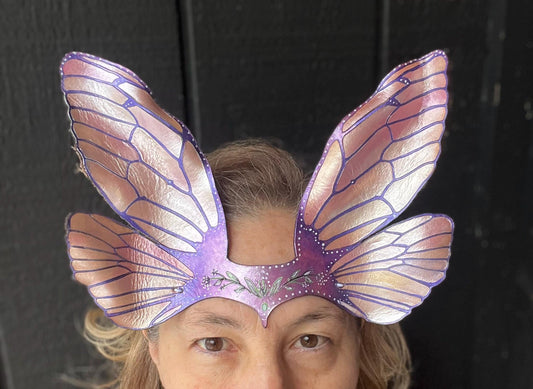 Fairy Wing Crown Headdress | Leather Cosplay headpiece | faerie costume | Masquerade Party | Renaissance Faire headdress | Faerie Festival