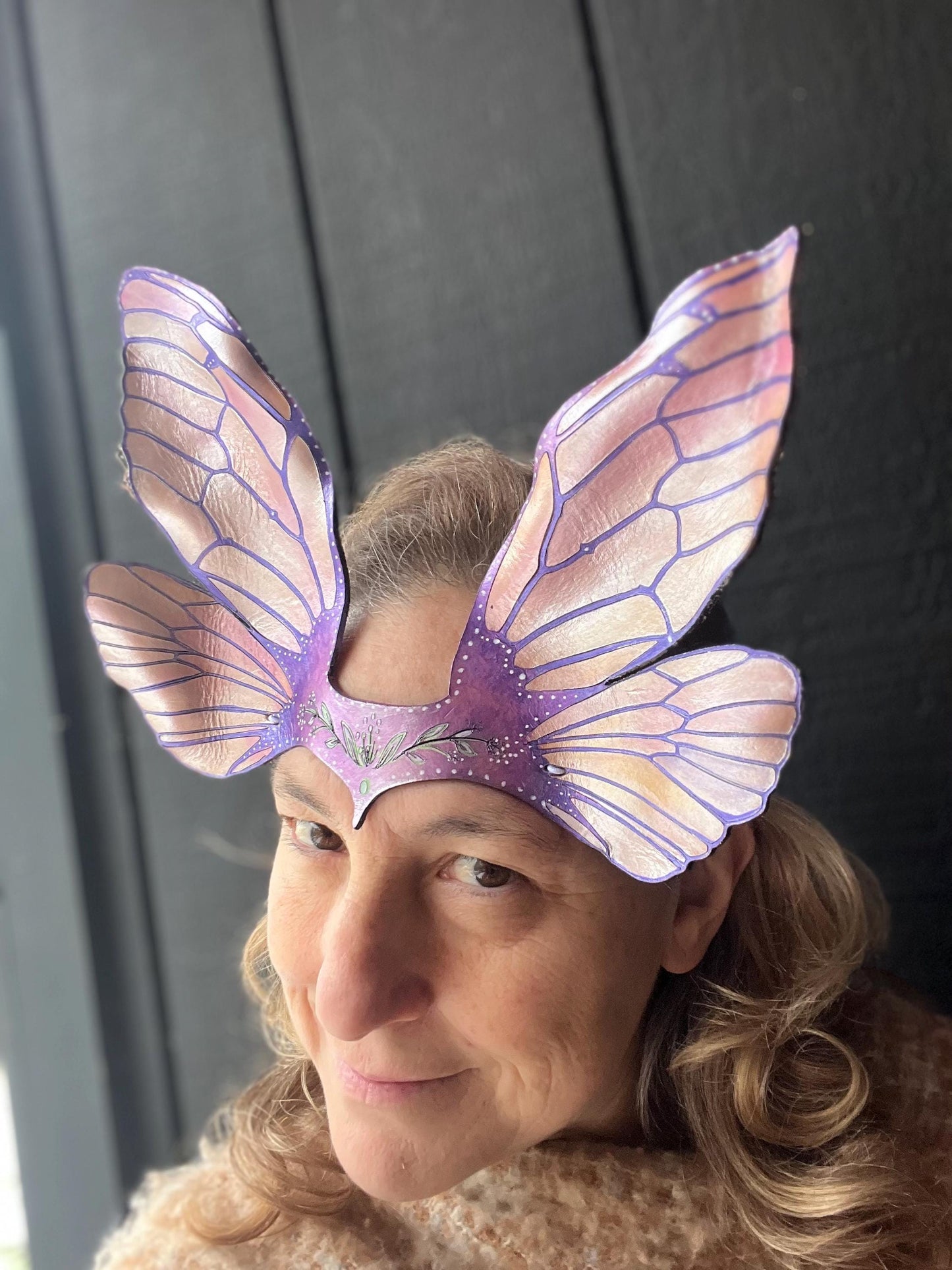 Fairy Wing Crown Headdress | Leather Cosplay headpiece | faerie costume | Masquerade Party | Renaissance Faire headdress | Faerie Festival