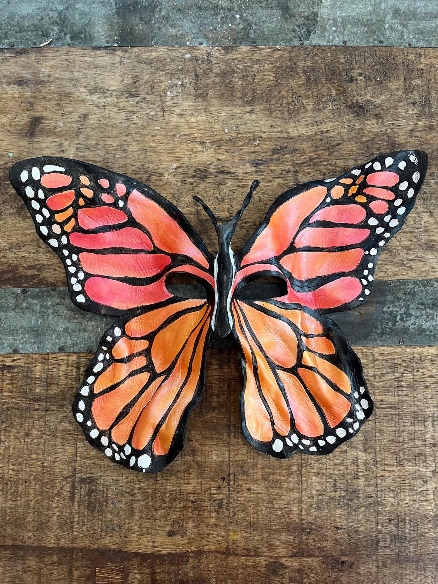 Monarch Butterfly Handmade Leather Mask for Masquerade / Halloween / Cosplay Masks Fairy Faery