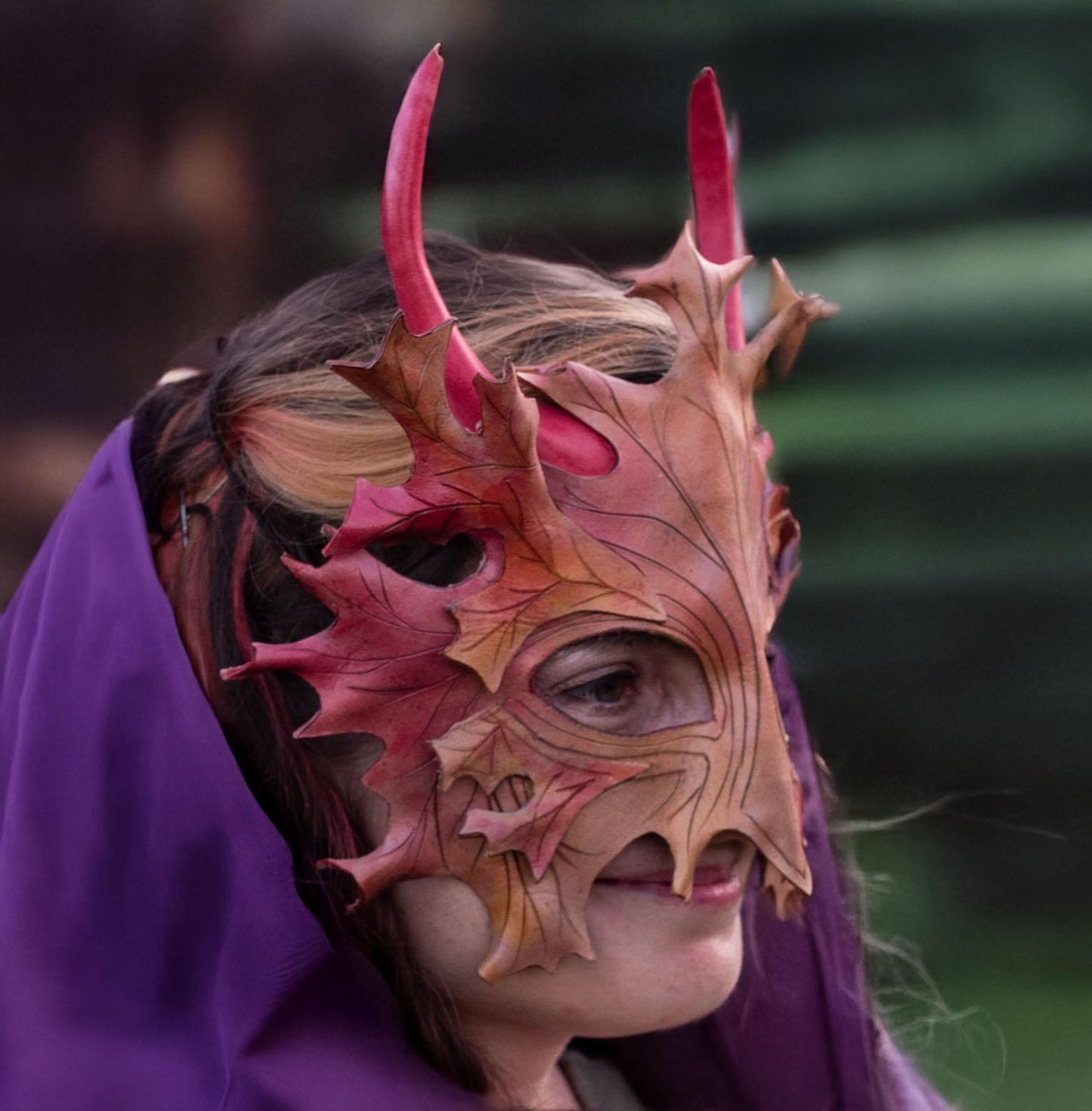 Horned Autumn Leaf Greenman Mask Handmade Leather Masks for Masquerade / Halloween / Cosplay