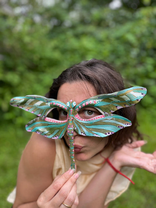Dragonfly Cosplay Mask | Handmade Leather Mask | Masquerade Party Mask | Animal Mask | Halloween Costume | Fairy Mask | Renaissance Faire