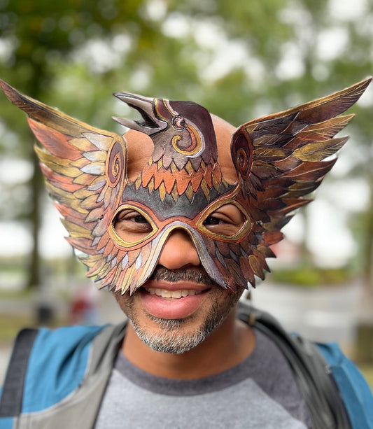 Golden Raven Mask Handmade Leather Masks for Masquerade / Halloween / Cosplay