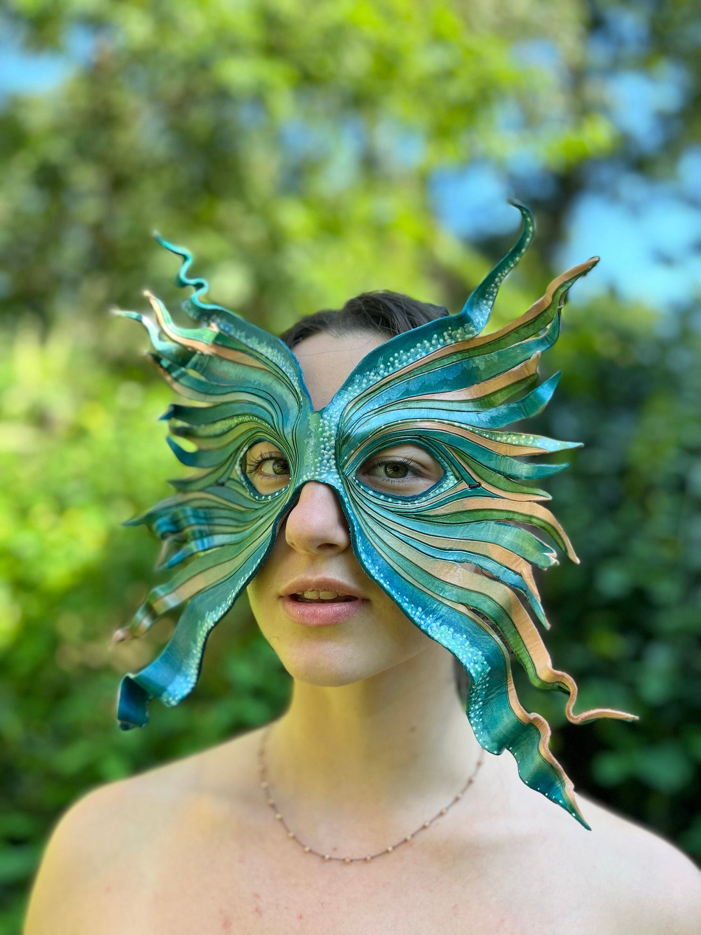 Water Elemental Mask Handmade Leather Masks for Masquerade / Halloween / Cosplay