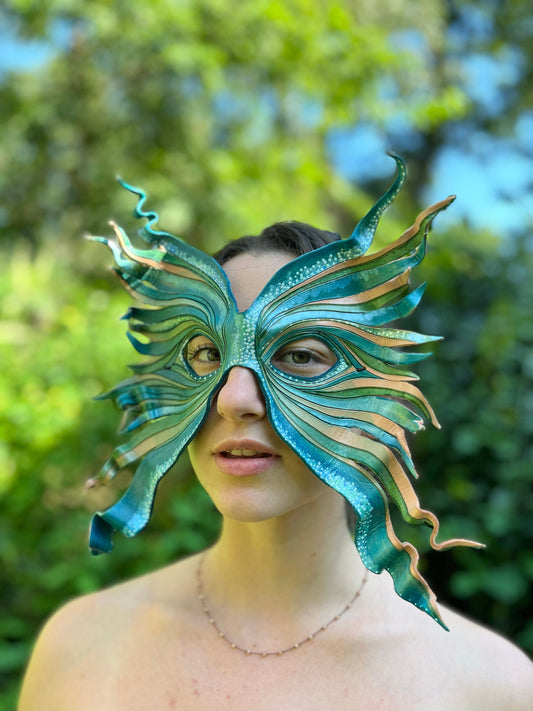 Water Elemental Mask Handmade Leather Masks for Masquerade / Halloween / Cosplay