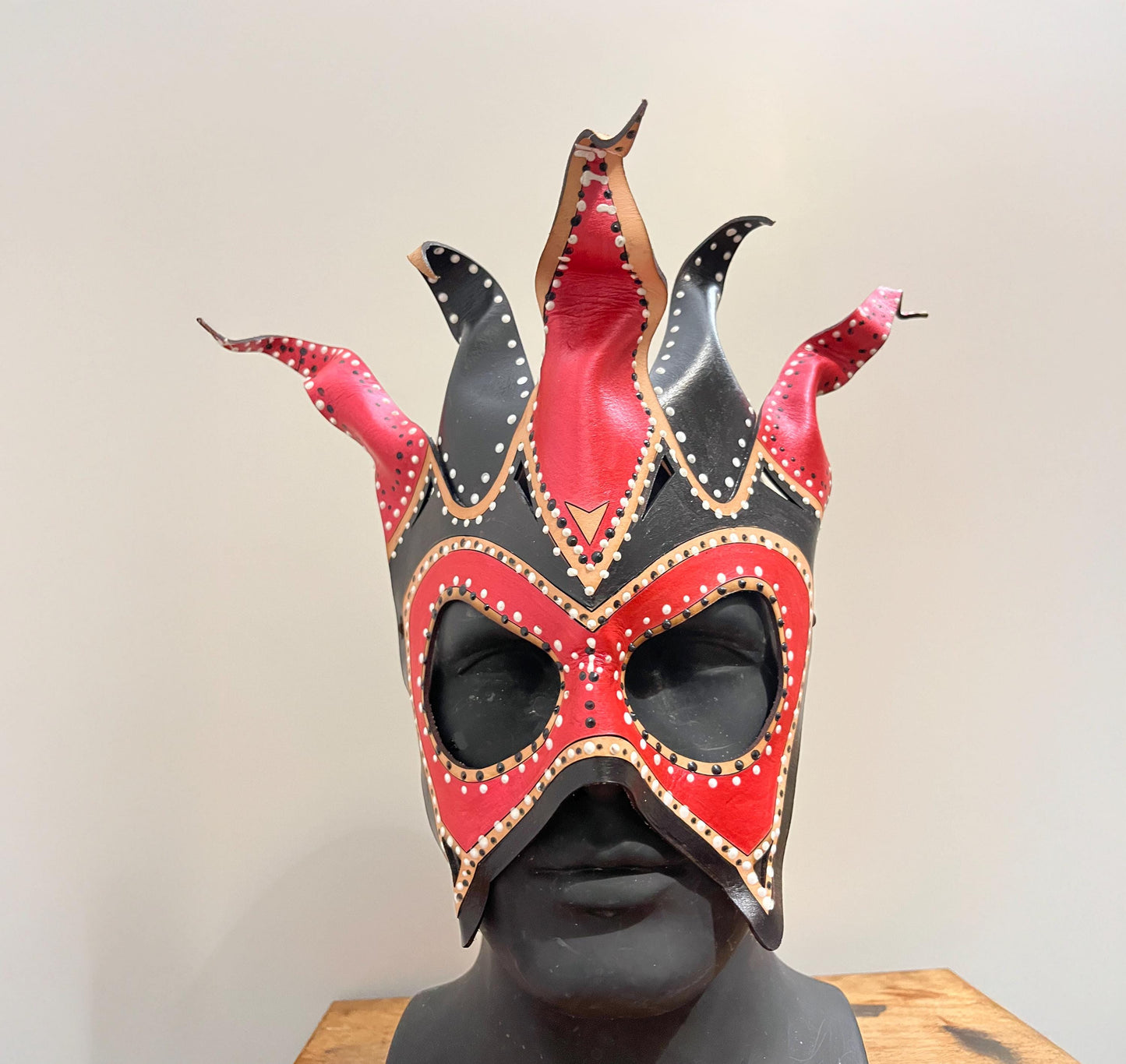 Jester Carnival Mask | Handmade Leather Mask | Masquerade Party Mask | Renaissance Faire Mask | Halloween Costume | LARP mask