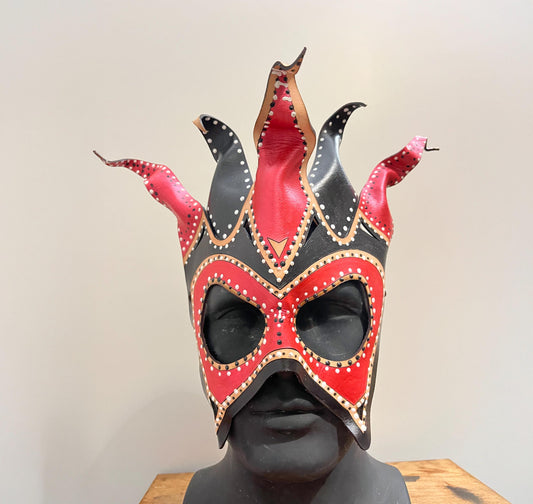 Jester Carnival Mask | Handmade Leather Mask | Masquerade Party Mask | Renaissance Faire Mask | Halloween Costume | LARP mask