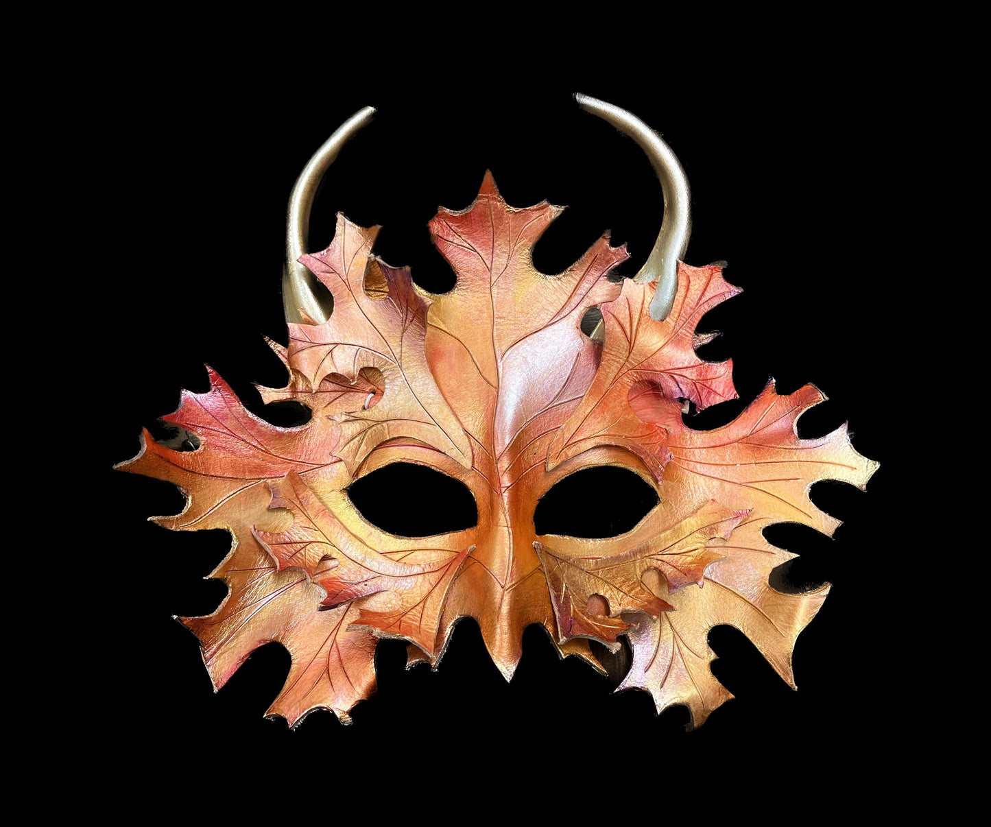 Horned Autumn Leaf Greenman Mask Handmade Leather Masks for Masquerade / Halloween / Cosplay