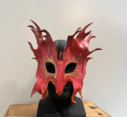 Fire Spirit Handmade Leather Mask for Masquerade / Halloween / Cosplay Masks Salamander Ifrits