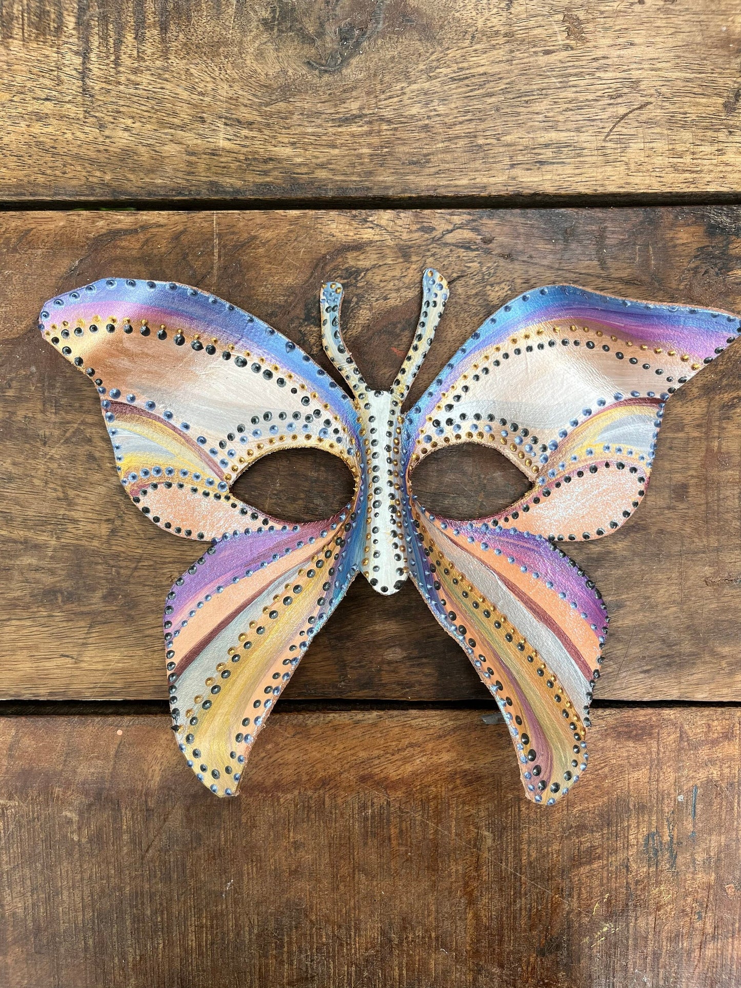 Rainbow Butterfly Handmade Leather Mask for Masquerade / Halloween / Cosplay Masks