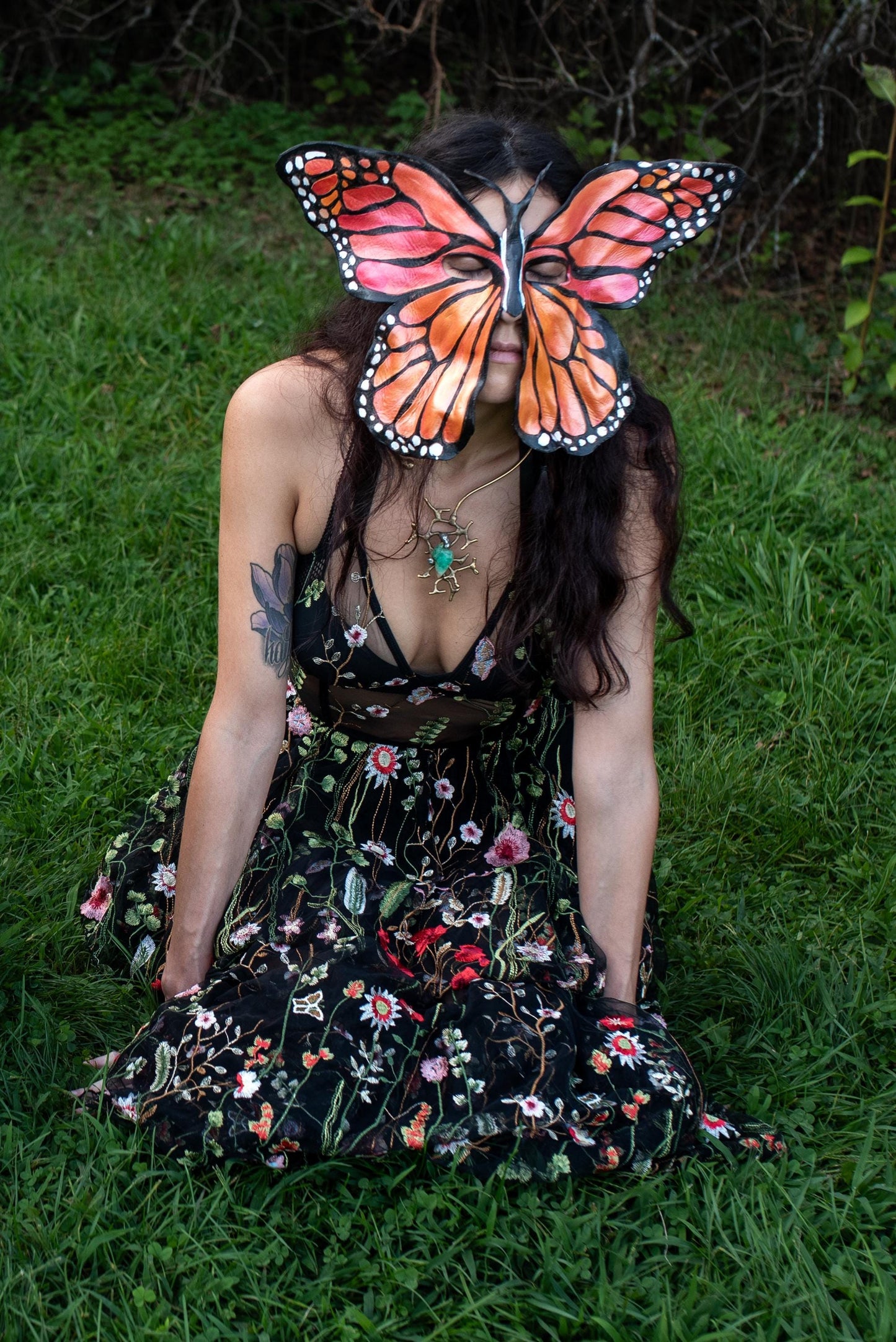Monarch Butterfly Handmade Leather Mask for Masquerade / Halloween / Cosplay Masks Fairy Faery