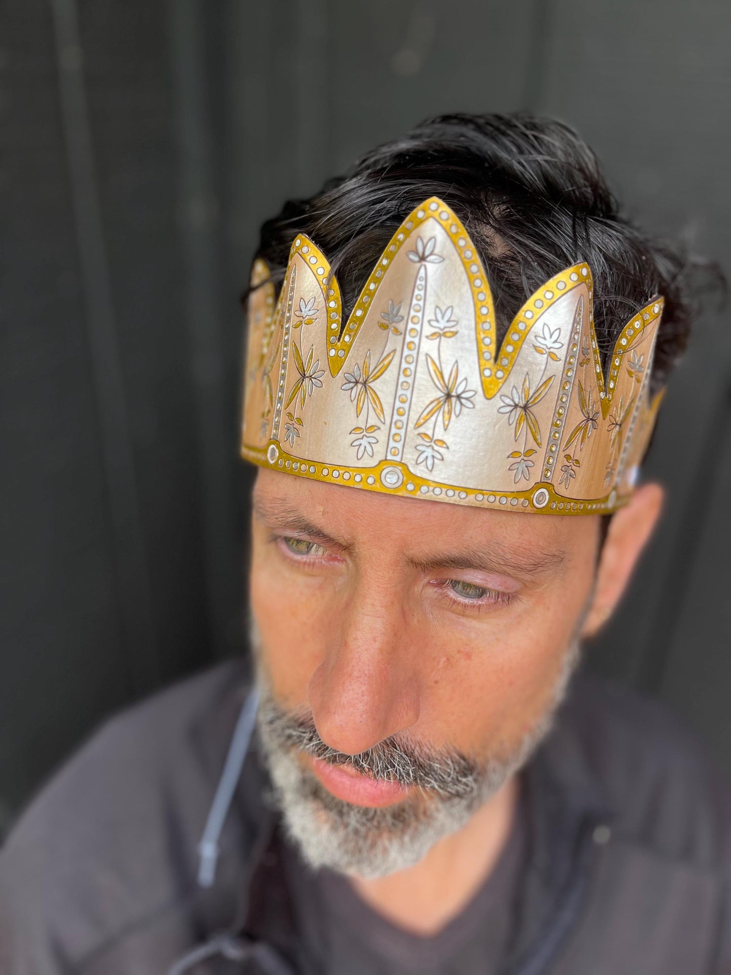 Handmade Leather King or Queen Crown | Painted Gold Crown | Renaissance Fair Mask | Cottagecore Headpiece | Fantasy Festival | Cosplay Crown